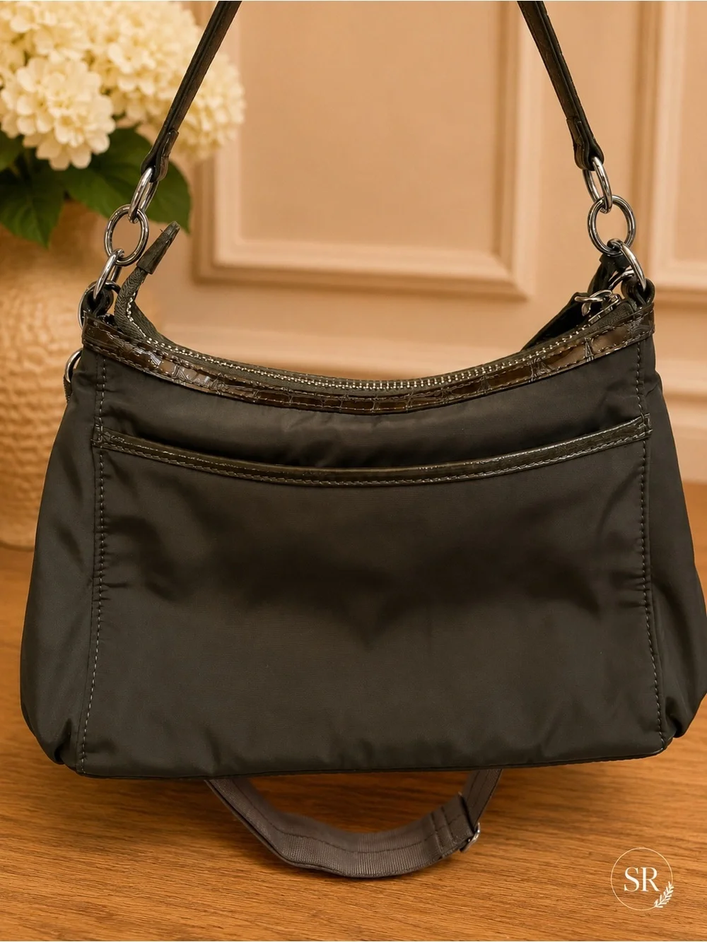 Brighton Go-Go Green Nylon Crossbody Shoulder Bag Convertible w Dust Bag
